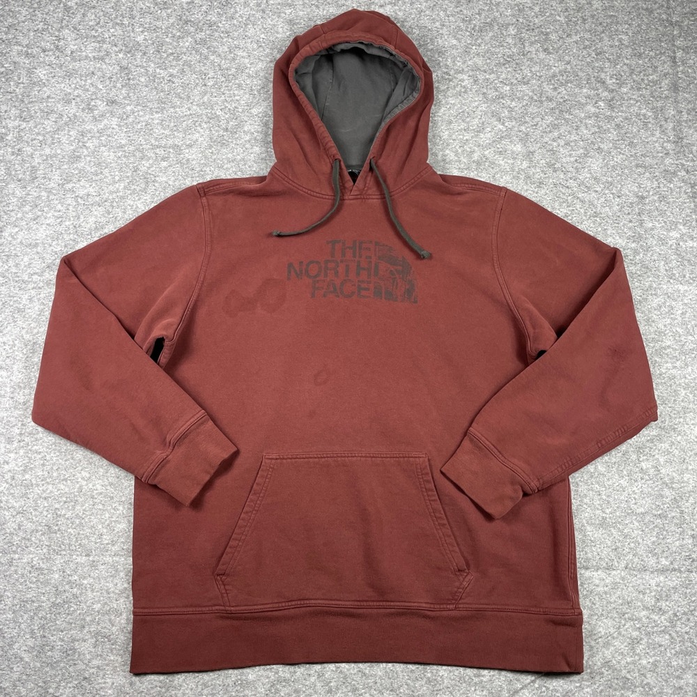 The North Face Hoodie Mens XL Tall Burgundy Red Pullover Fleece Sweatshirt